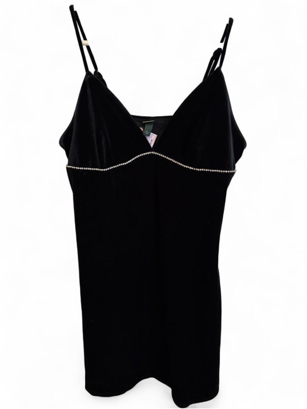 Wild Fable NWT Black Velvet Rhinestone Accent Mini Dress L